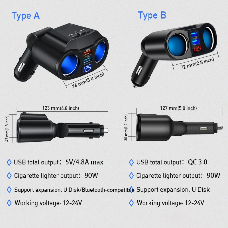 Автомобильное зарядное устройство 12 В QC 3 0 быстрая зарядка автоматический USB