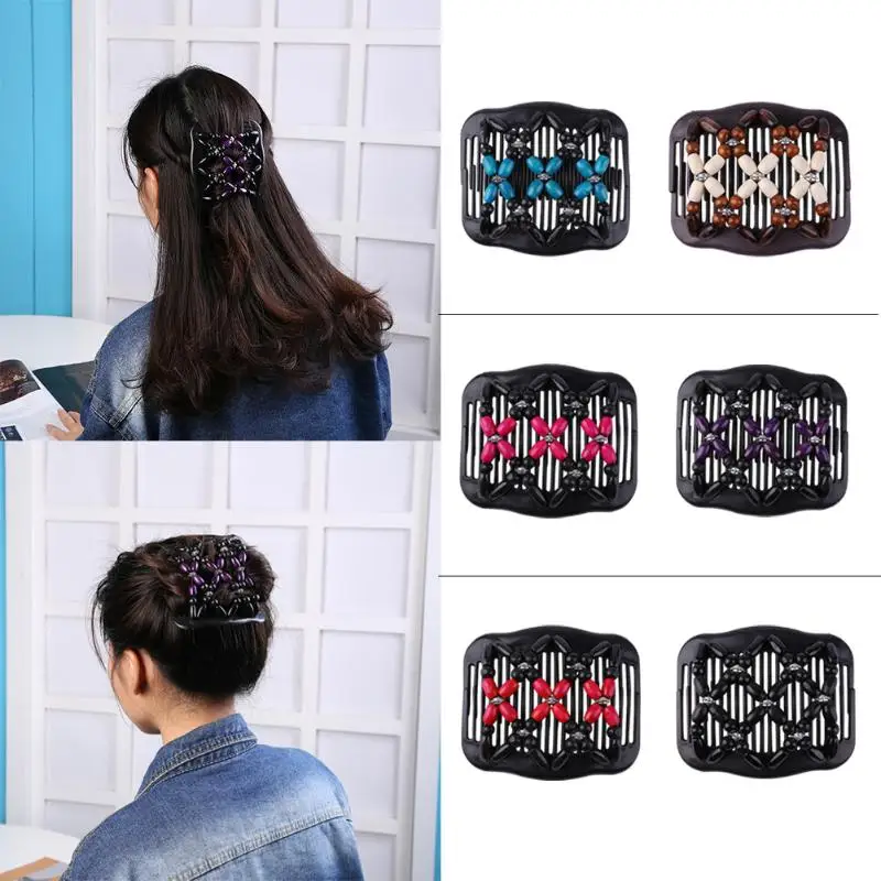 Женская эластичная заколка для волос не занимает места деревянные бусины в пучок