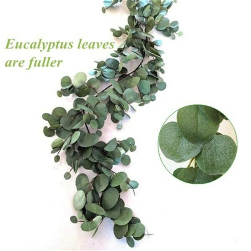 2 м искусственная гирлянда эвкалипта длинный лист растения зелени листва Декор