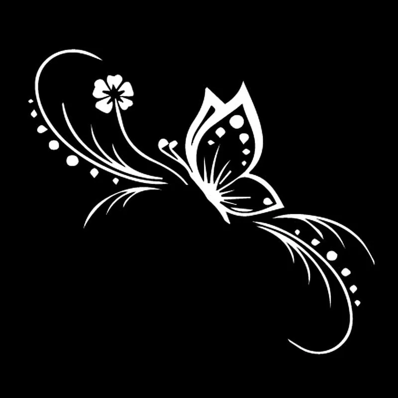 

Creative Car Sticker Butterfly Flower Decoration Floral Art KK Vinyl Decal Sunscreen Waterproof 14cmX12cm
