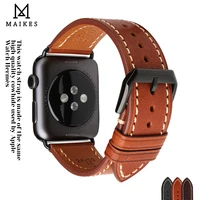 maikes vegetable tanned leather band for apple watch strap 45mm 41mm 44mm 40mm 42mm series 7 6 se 5 4 3 iwatch bracelet