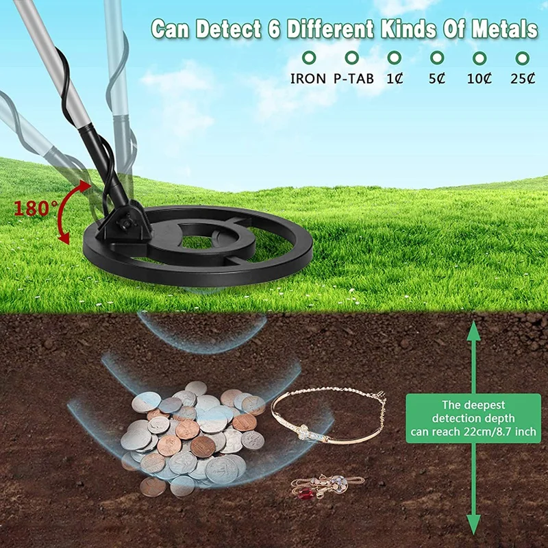 

Metal Detector for Kids,Waterproof Metal Treasure Detectors with Headphones Adjustable Light for Finding Metal Objects