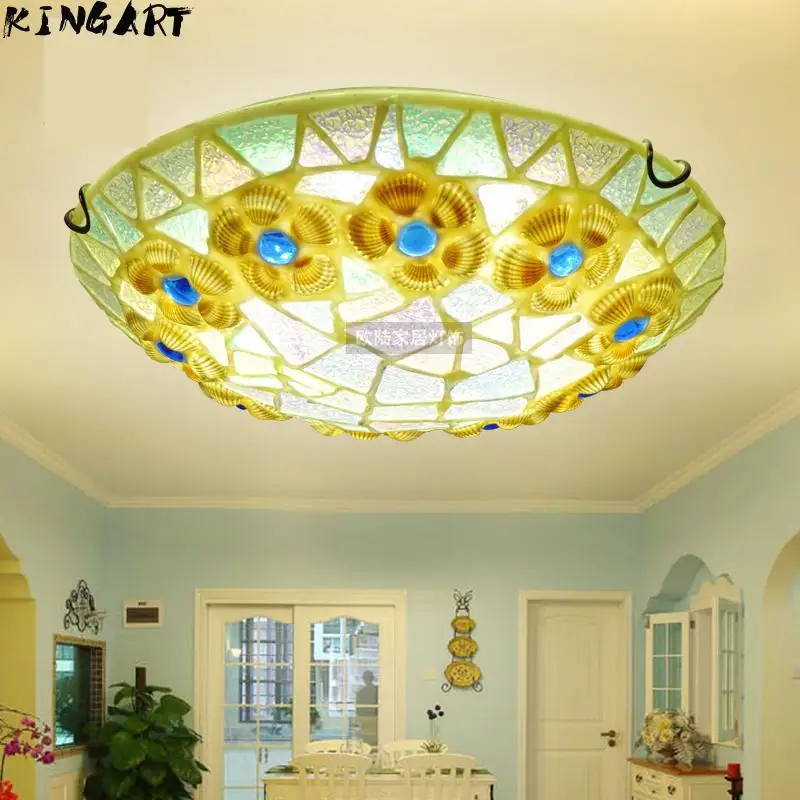 Светодиодный потолочный светильник Tiffany современный Круглый светодиодный для