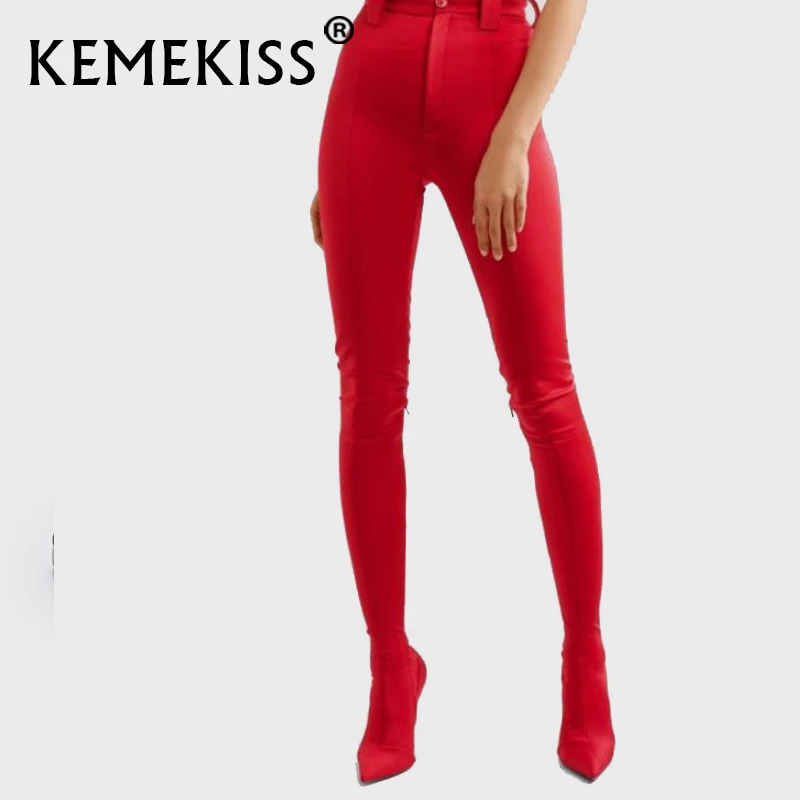 KemeKiss/размеры 34-48 Женские растягивающиеся сапоги Брюки облегающие эластичные