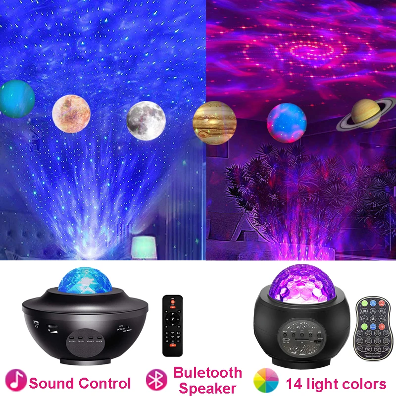 

Led Star Galaxy Starry Sky Projector Night Light Built-in Bluetooth Speaker For Bedroom Decoration Child Kids Birthday Present