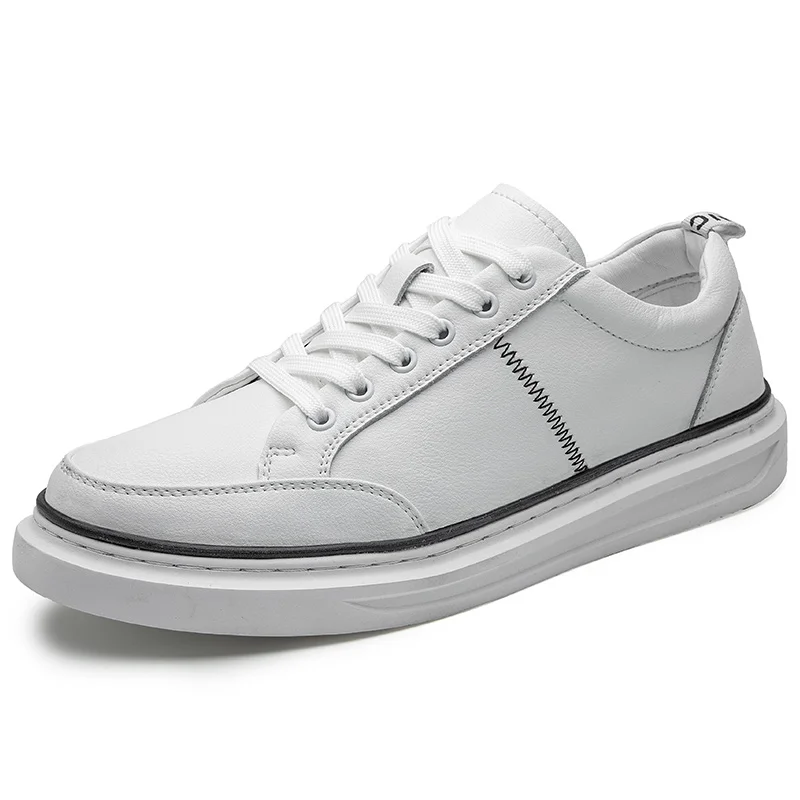 Original 2021 Brand New Fashion Men Shoes Platform Street Board Shoes White Leather Casual Shoes for Male Flats Designer Shoes