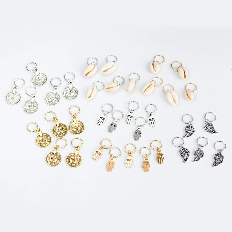 Серебряная коса для волос дреды из бисера 5 шт. в наборе золотистые тона манжеты