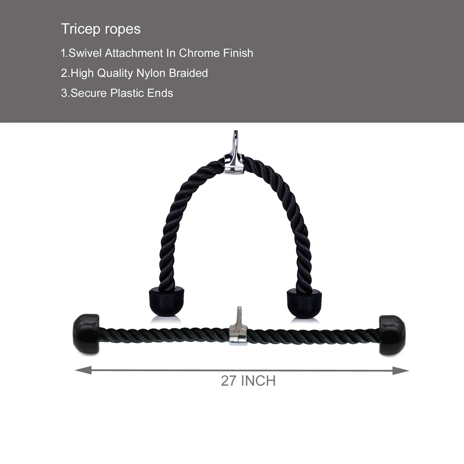 Трос для трицепса с карабином тренажер тренажерного зала