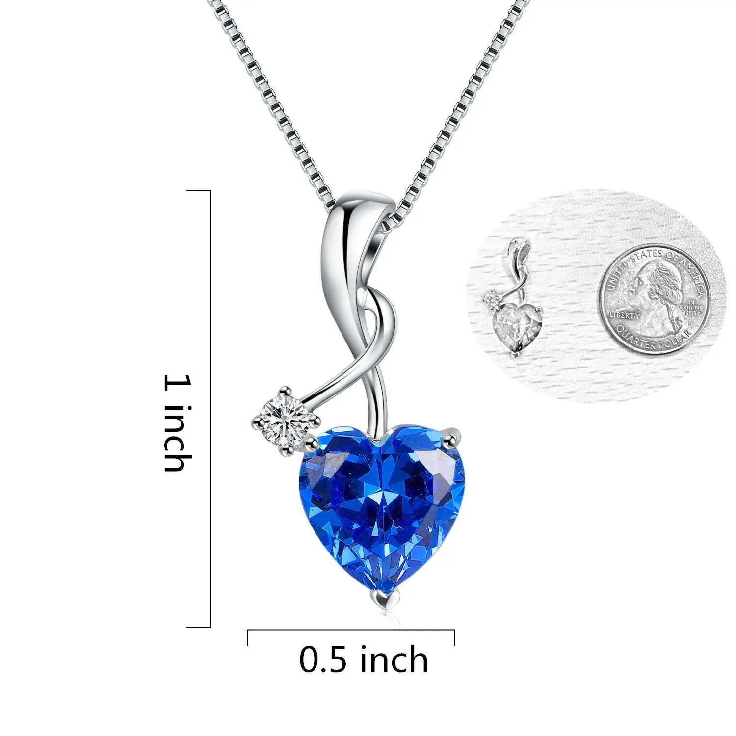 Женский кулон с синим сапфиром Серебряное ожерелье 925 пробы красным рубином и