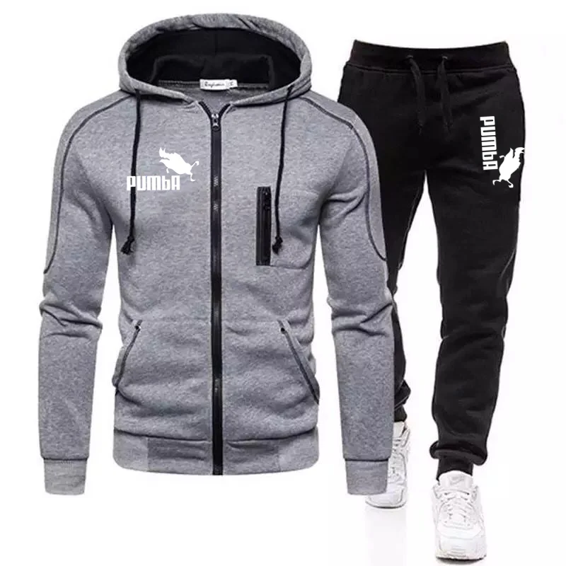 

Men's Suit Sportswear Zipper Spot Hooded 2021 New Hot-Selling Track Suit Autumn and Winter Clothing Street Hip-Hop Two-Piece Sui
