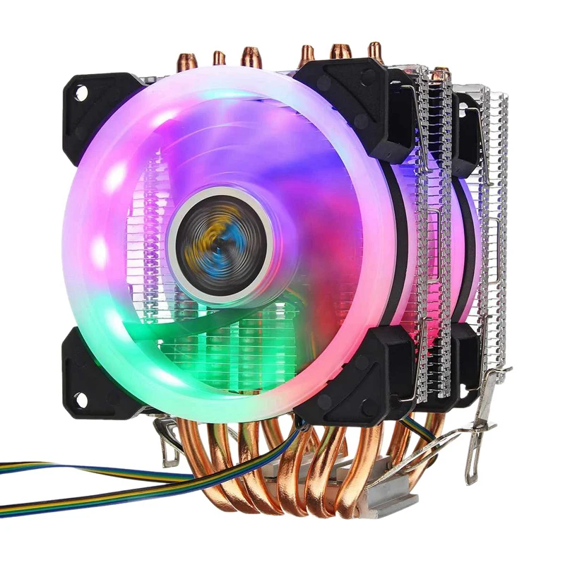 

6 нет процессорный кулер вентилятор 3 линии Rgb светодиодный вентилятор охлаждения тихий вентилятор Cooler Радиатор для 775/1150/1151/1155/1156/1366 для Amd вс...