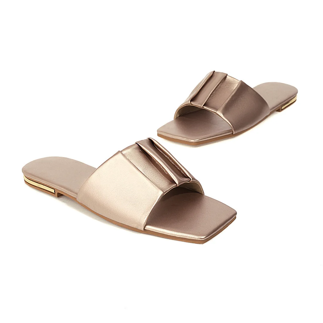 

Female Shoes Slippers Flat Big Size Slides 2021 Soft Casual Fretwork Basic Fabric Rubber Concise Scandals PU Leisure Shoes Wome
