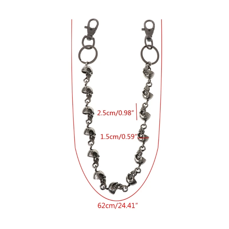 Мужские Готические джинсы винтажная металлическая цепочка в виде черепа панк