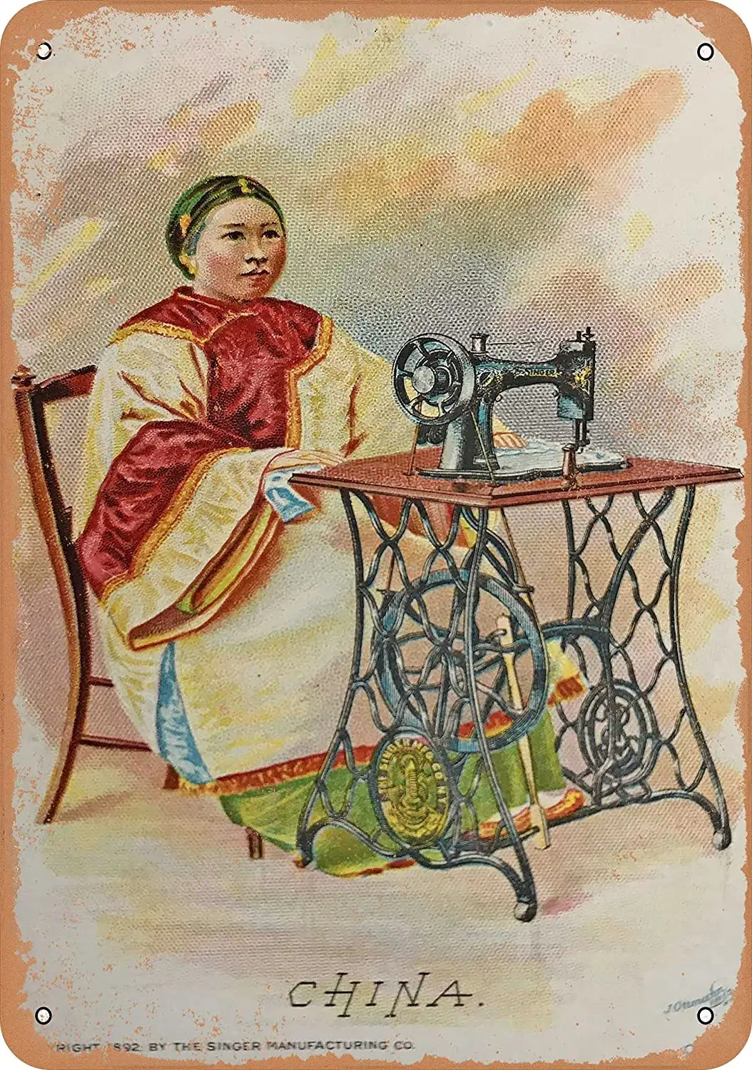

WallColor 7 x 10 Metal Sign 1892 Singer Sewing Machines China Vintage Look