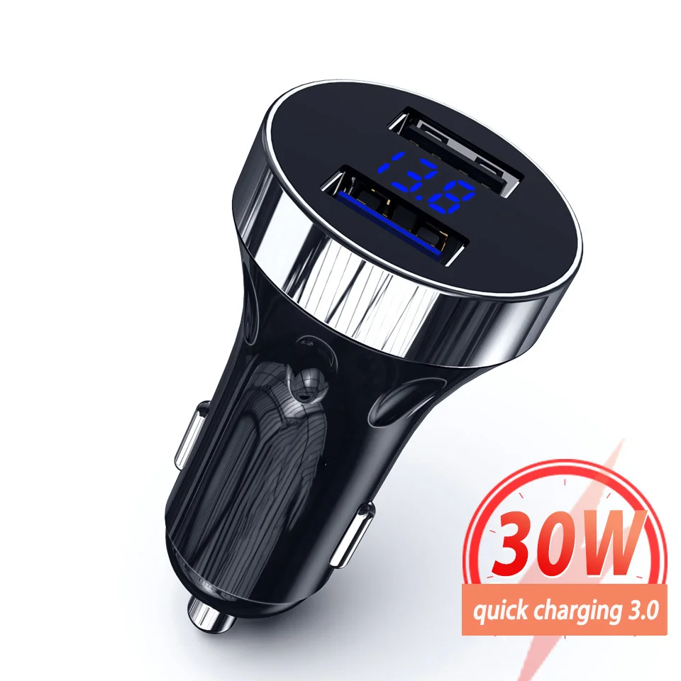 30 Вт автомобильное зарядное устройство с двумя usb-портами Быстрая зарядка QC 3 0