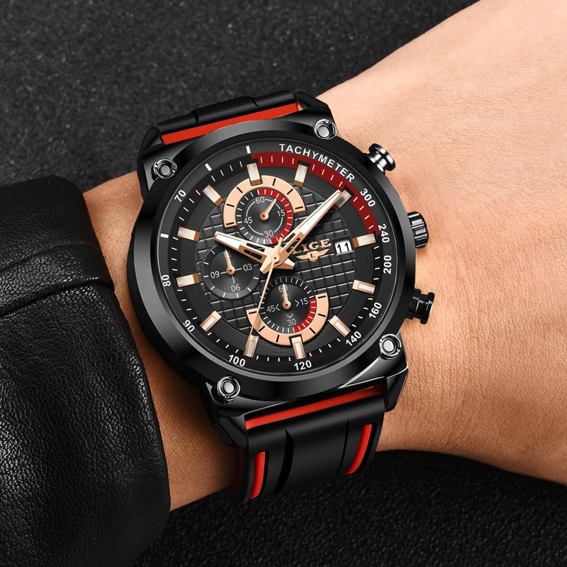 LIGE модные мужские часы Топ бренд класса люкс многофункциональные спортивные с