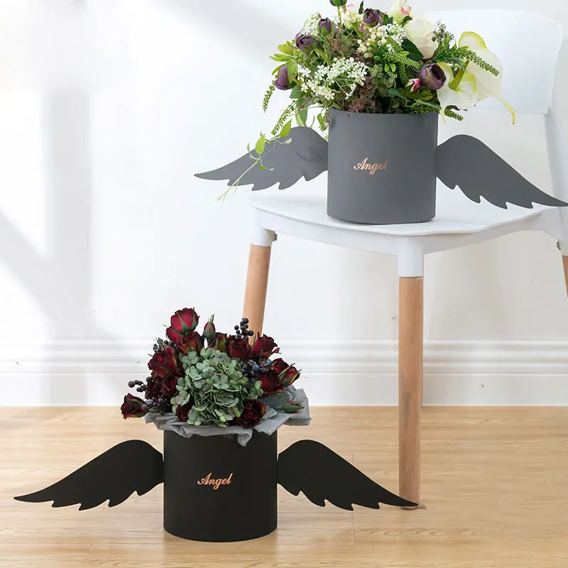 

Angel Wings Flower Arrangement Box With Lid Flower Bucket Florist Bouquet Rose Boxes Floral Gift Packaging Box Wedding DIY Decor