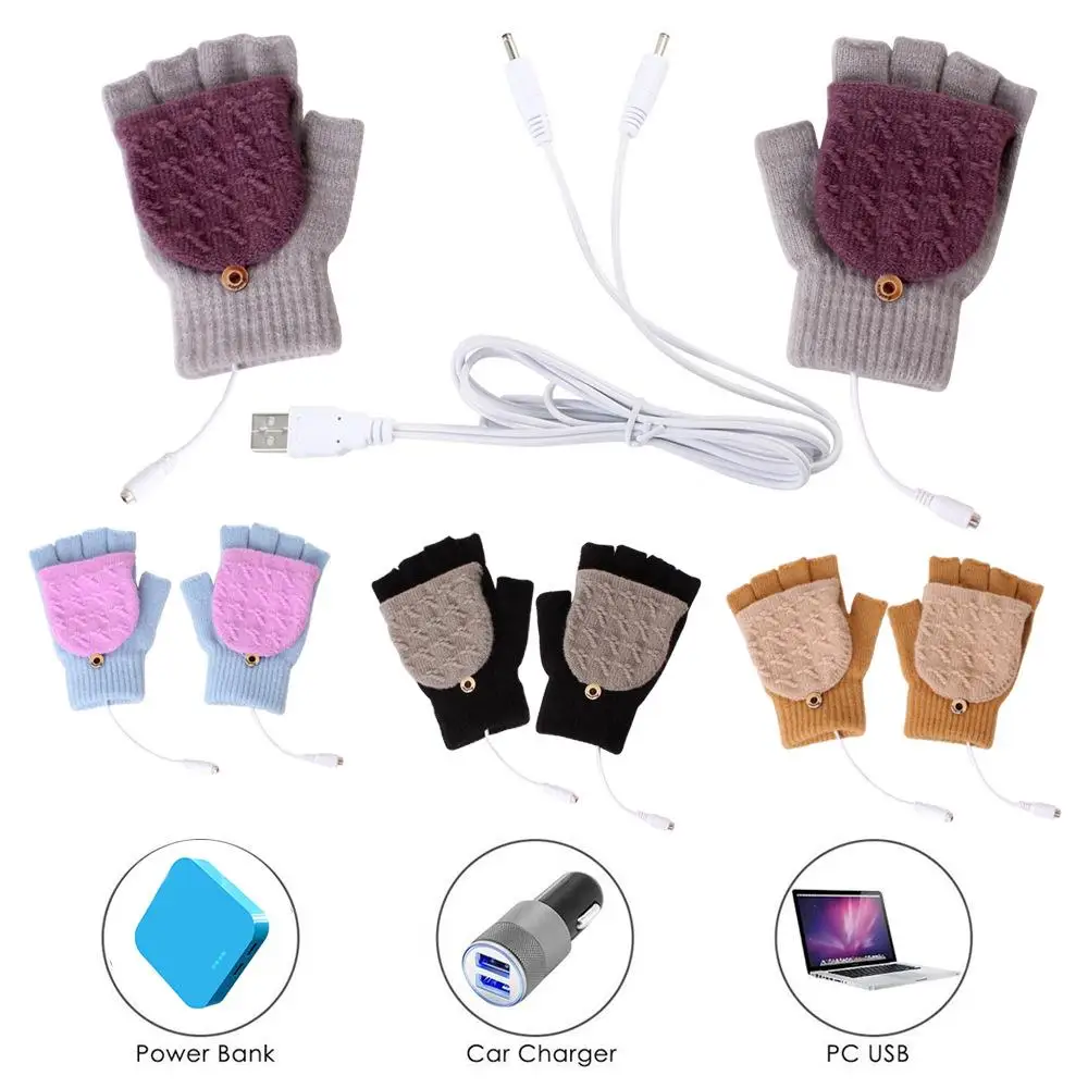 Вязаные 5 В USB перчатки с подогревом трикотажные дышащие спортивные зимние на