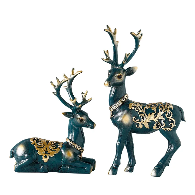 

Hot sale Statue Deers Sculpture Resin Reindeer Decoration Nordic Home Decor Statues Deer Figurines Decoration Tabletop Ornament