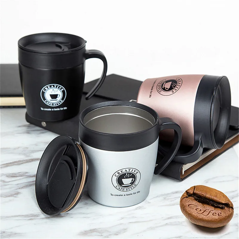 

Stainless Steel Thermos Tumbler Cups with Spoon Office Double Wall Coffee Mug Vacuum Flask Portable Car Thermo Water Tea Bottles