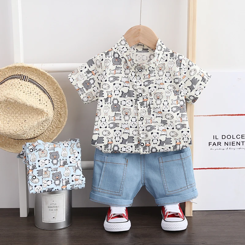 Летняя одежда для малышей 2020 комплекты одежды маленьких мальчиков рубашка с