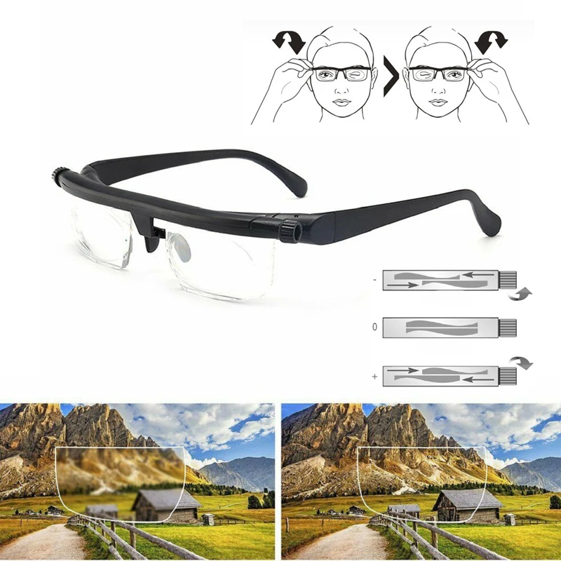 Gafas de fuerza ajustable para hombre y mujer, lentes con Zoom de distancia de enfoque Variable, rango de dioptrías de-6,0 a + 3,0