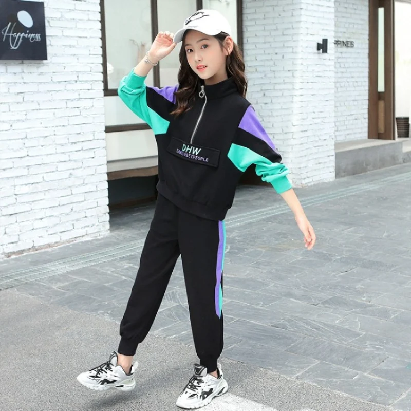 

Girls Suits Sweatshirts + Pants Sets Kids 2021 New Arrive Spring Autumn Cotton Long Sleeve High Quality Teenagers Sport Tracksui