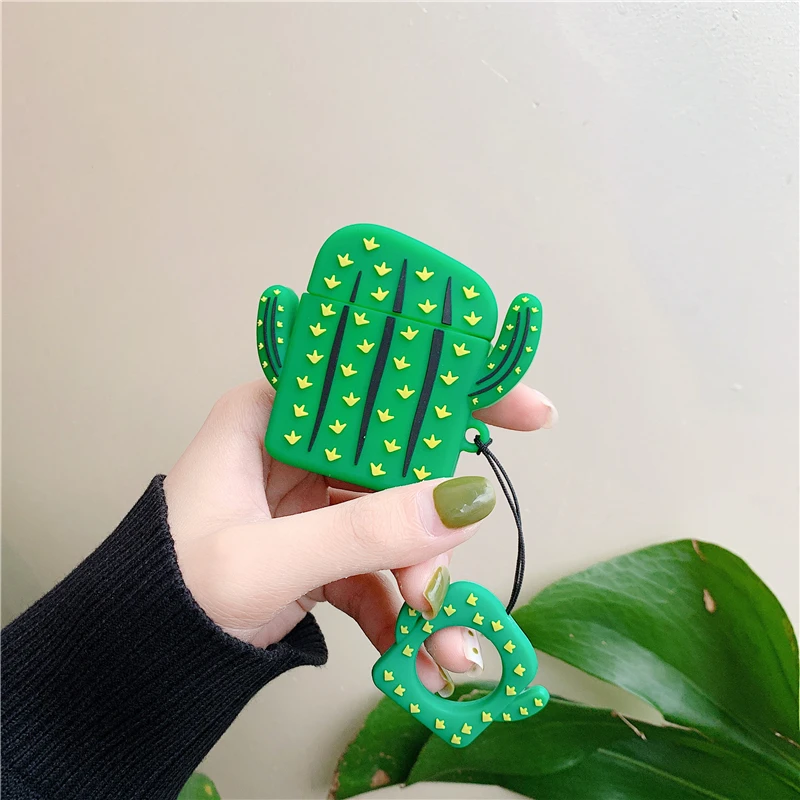 

For AirPods 1 2 Case Cute Cartoon Cactus Carrot Soft Silicone Earphone Cases For Apple Airpods Case Cover Protective Funda