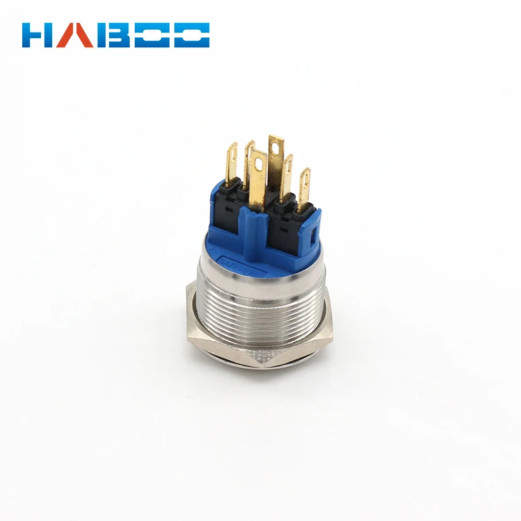 Металлический кнопочный переключатель 22 мм 6-контактный кольцевой светодиодный