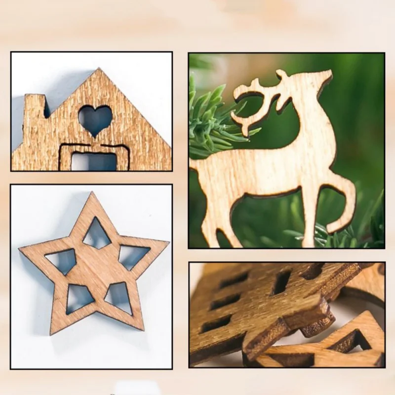 100 шт Diy рождественские деревянные украшения елка Снежинки звезды олень кулон рождественские украшения для дома