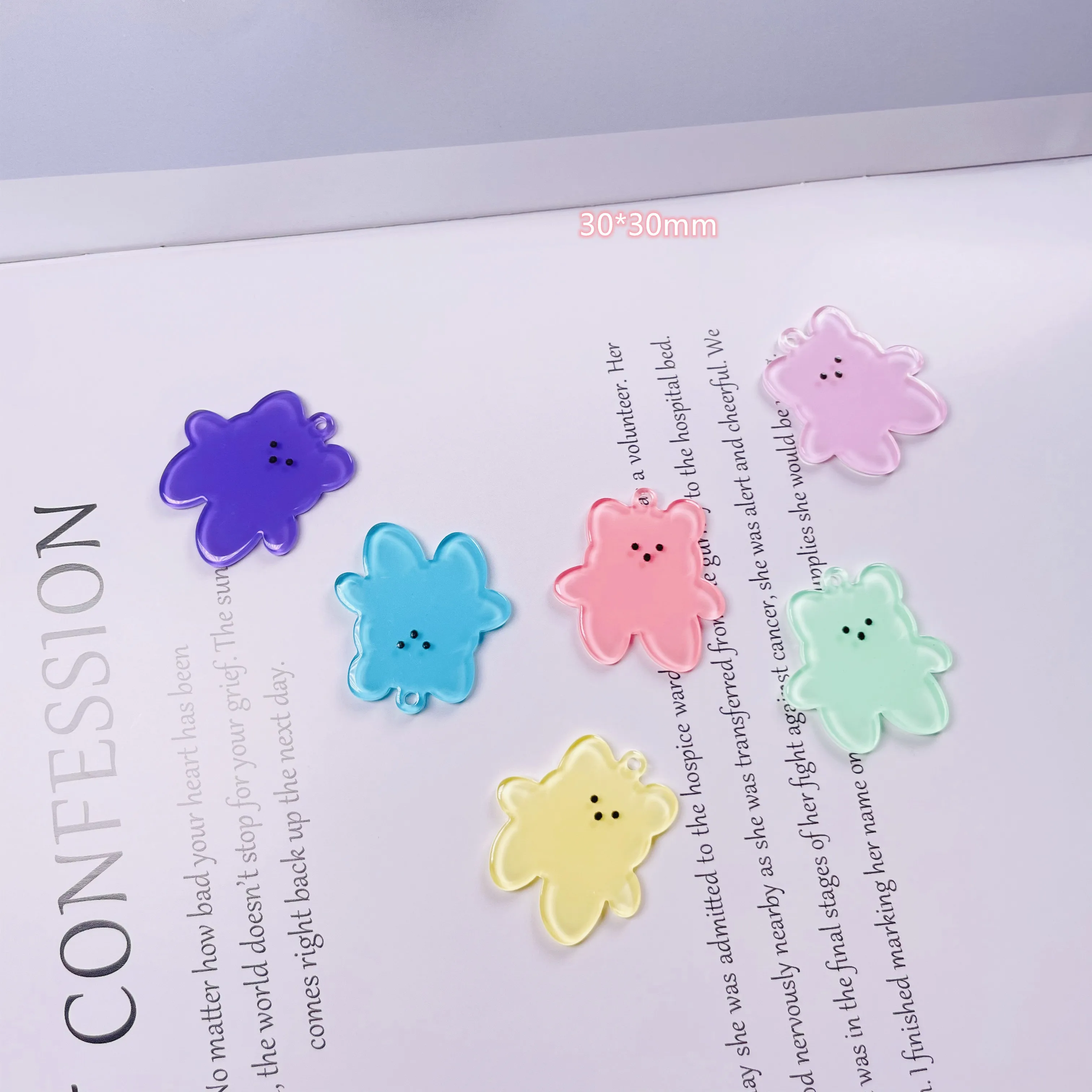 10 шт. 30*30 мм акриловые подвески желеобразный медведь аксессуары для брелоков |