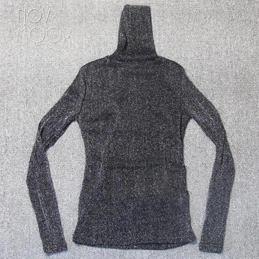 Novmoop русская Мода Стиль Серебряный люрекс сплайсинга с высоким воротником овчины