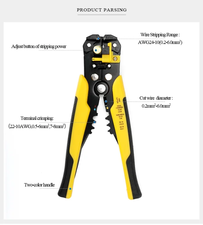 manual Automatic Copper Cable Wire Stripper Cutter and Crimper electric multifunction stripping Tool Customs Data