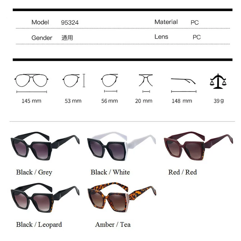 

New Style Cut-Side Personalized Temples Sunglasses Women Two-tone Fashion Trend Black White Sun Glasses Square Shades UV400