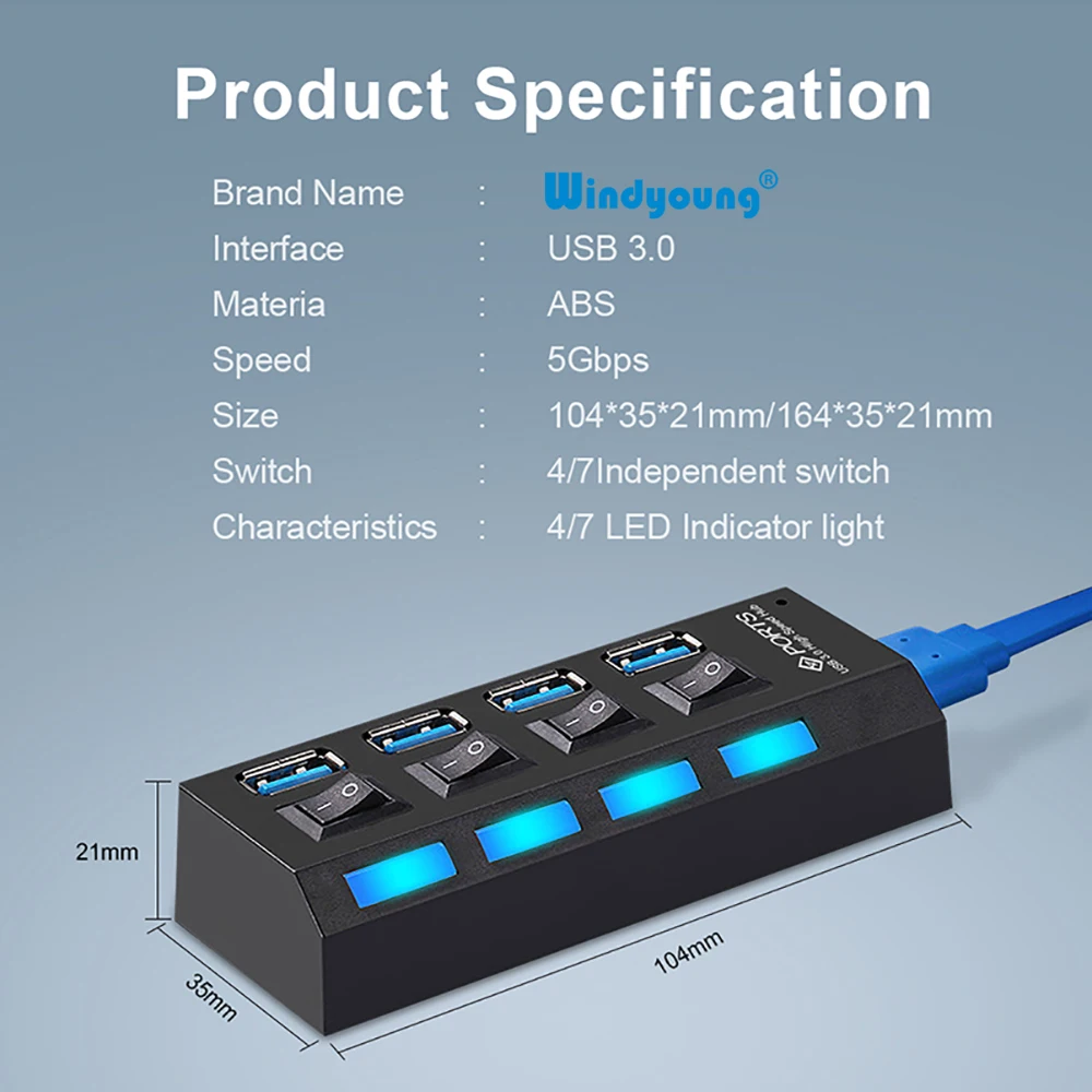 USB 3,0 концентратор 2,0 концентратор Мульти USB разветвитель 4/7 порт расширитель несколько USB 3,0 Hab с адаптером питания USB3.0 концентратор с переключателем для ПК