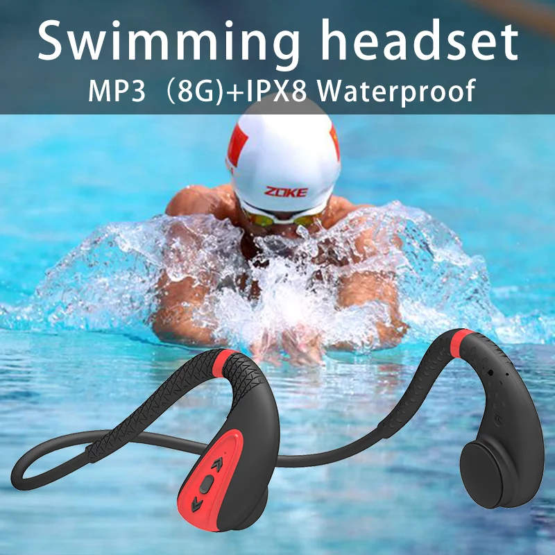 Профессиональная плавательная гарнитура Q1 Bluetooth 5 0 встроенный MP3 плеер с памятью 8