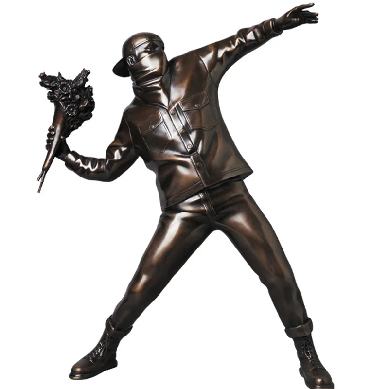 

Best seller Red Banksy Flower Bomber sculpture statue England Street Art Bomber Figure collectible art toy