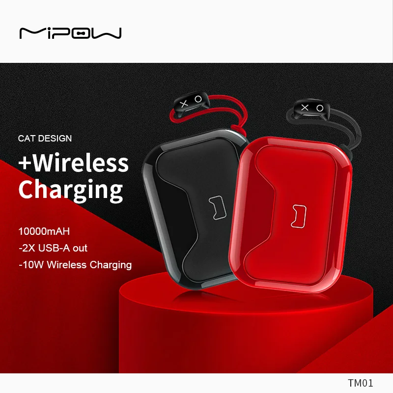

MIPOW Wireless Power Bank 10000mAh Fast Charging For iPhone 13 Pro Max Portable Charger With lanyard External Battery for Xiaom