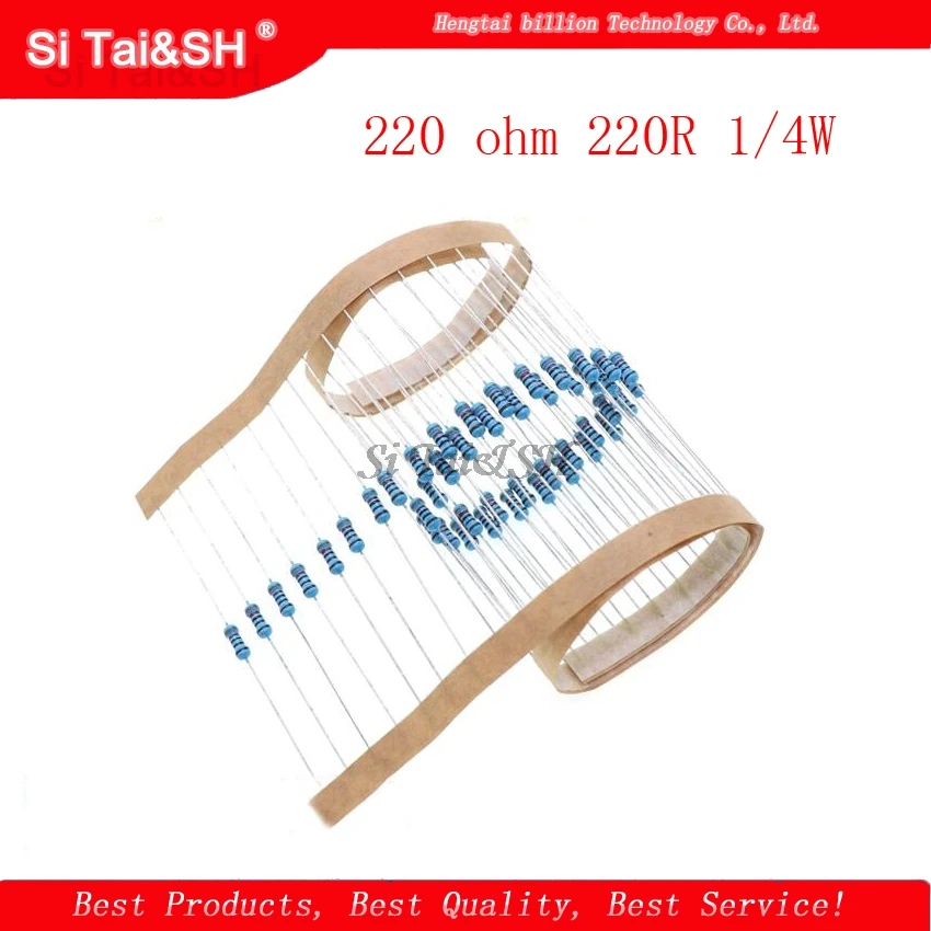 

100 шт. 220 Ом 220R 1/4W металлический пленочный резистор 1%