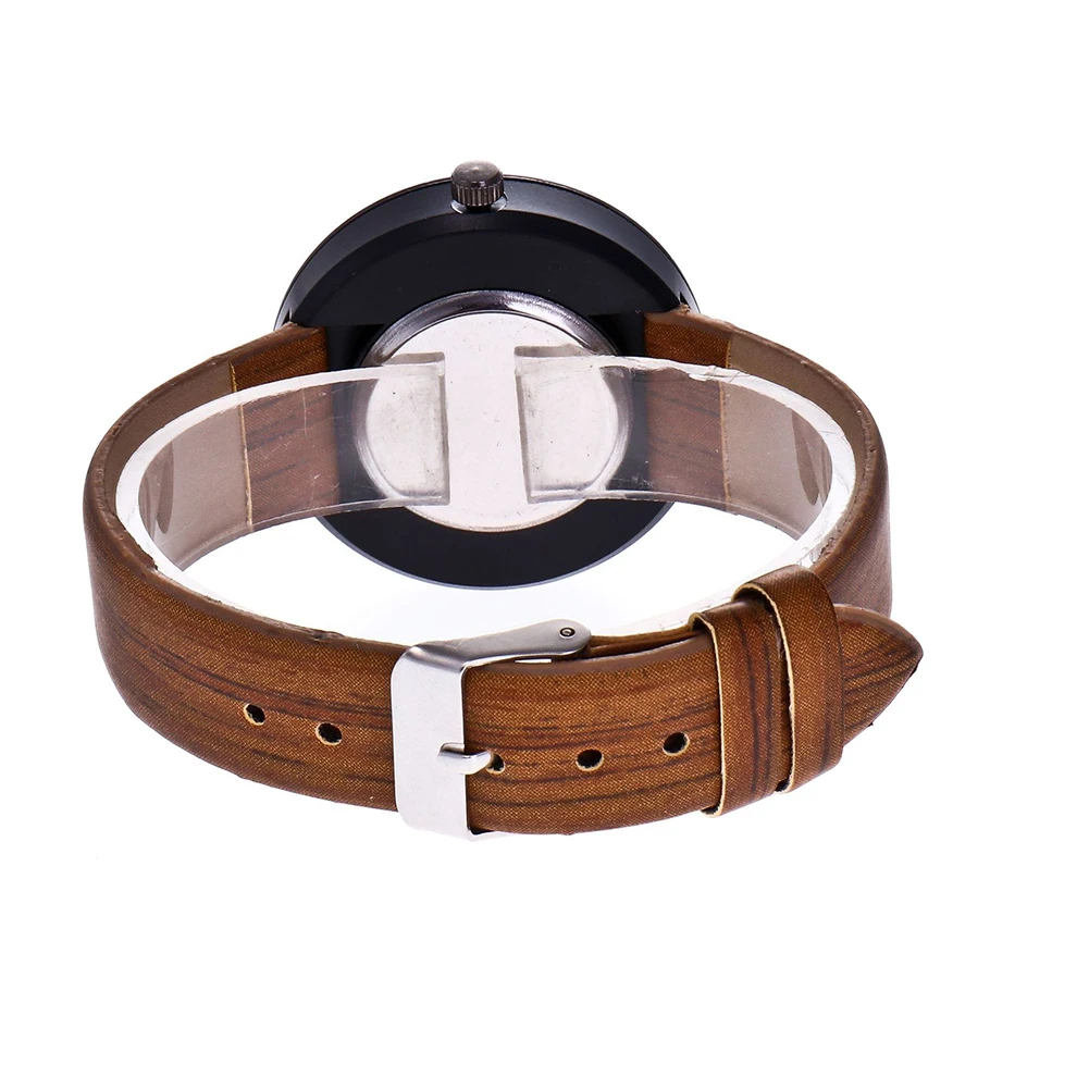 Часы унисекс в стиле ретро с Круглым Циферблатом из искусственной кожи