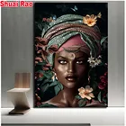 Картина из страз 5d сделай сам для африканской женщины, квадратная Мозаика из страз, картина из искусственных страз, вышивка с цветами, девочка, домашний декор