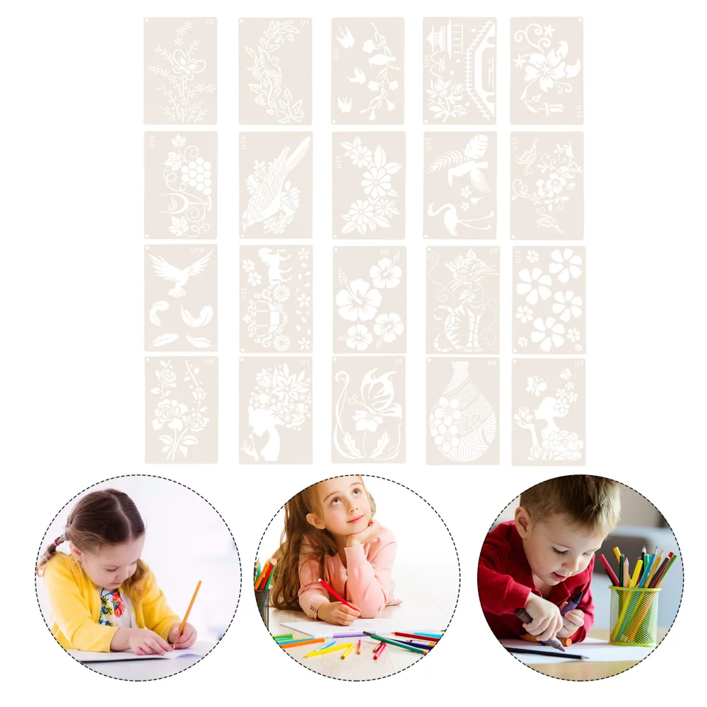 

1 Set 20pcs DIY Hollow Painting Templates Arts Crafts Drawing Stencil Templates