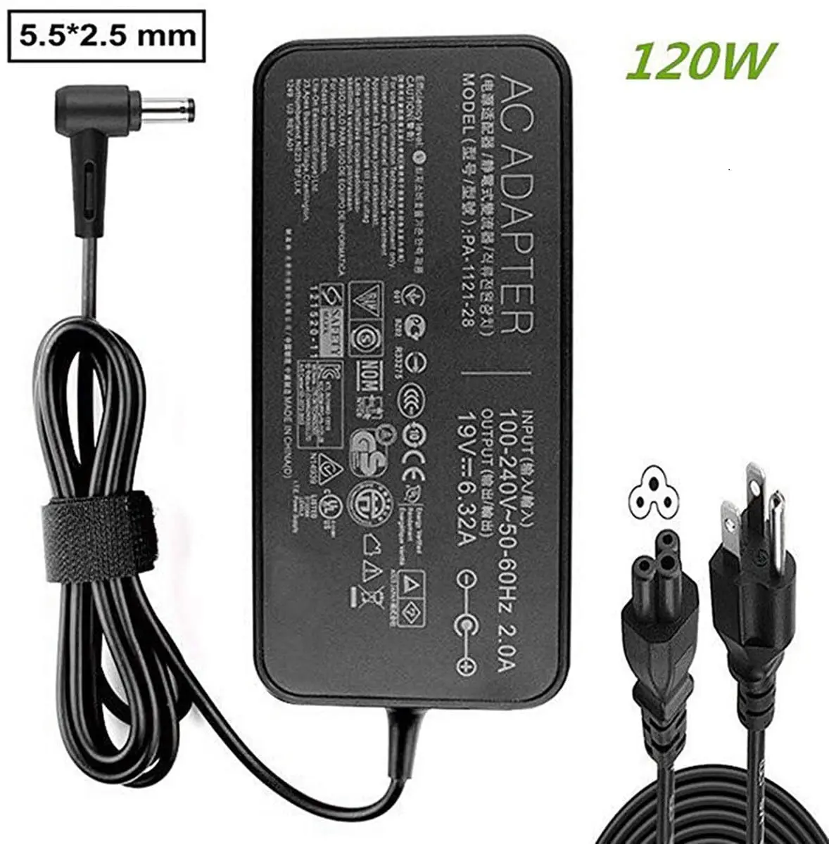 

Huiyuan fit for New 19V 6.32A 120W Laptop Adapter A15-120P1A PA-1121-28 AC Power Charger fit for Asus FX504 UX510UW N56