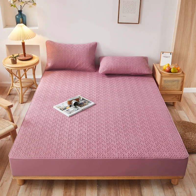 

2022 Quilted Mattress Cover King Queen Anti-mite Mattress Protector Cover Soft Sanding Bed Cover Not Included Pillowcase