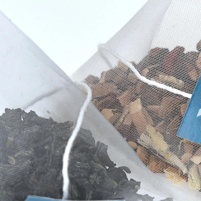 

HX5F 100PCS Pyramid Tea Bag Filter Nylon Tea Bag Single String Label Transparent Empt