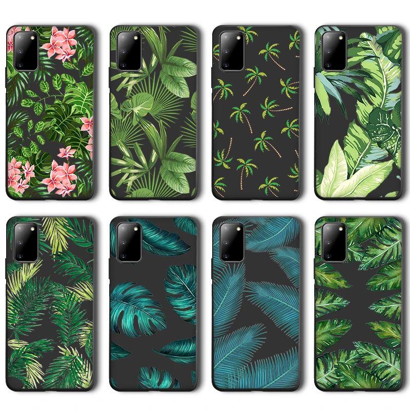 

Green Leaves Case for Samsung Galaxy A51 A50 A71 S20 A70 S10 S9 S8 A30 A30S S10e Note 20 10 9 Plus Ultra Lite Black Silicone TPU