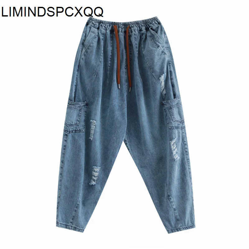 

LIMINDSPCXQQ women's twill jeans, Vintage Jeans with holes, informal, loose, fashionable, summer novelty, 2021Large size jeans