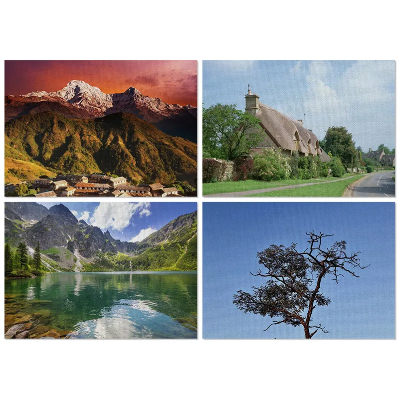 

Fuwatacchi Landscape Pattern Table Mat Heat-Resistant Placemat Cloth Kitchen Decoration Accessories Dining Tableware Pad Napkins