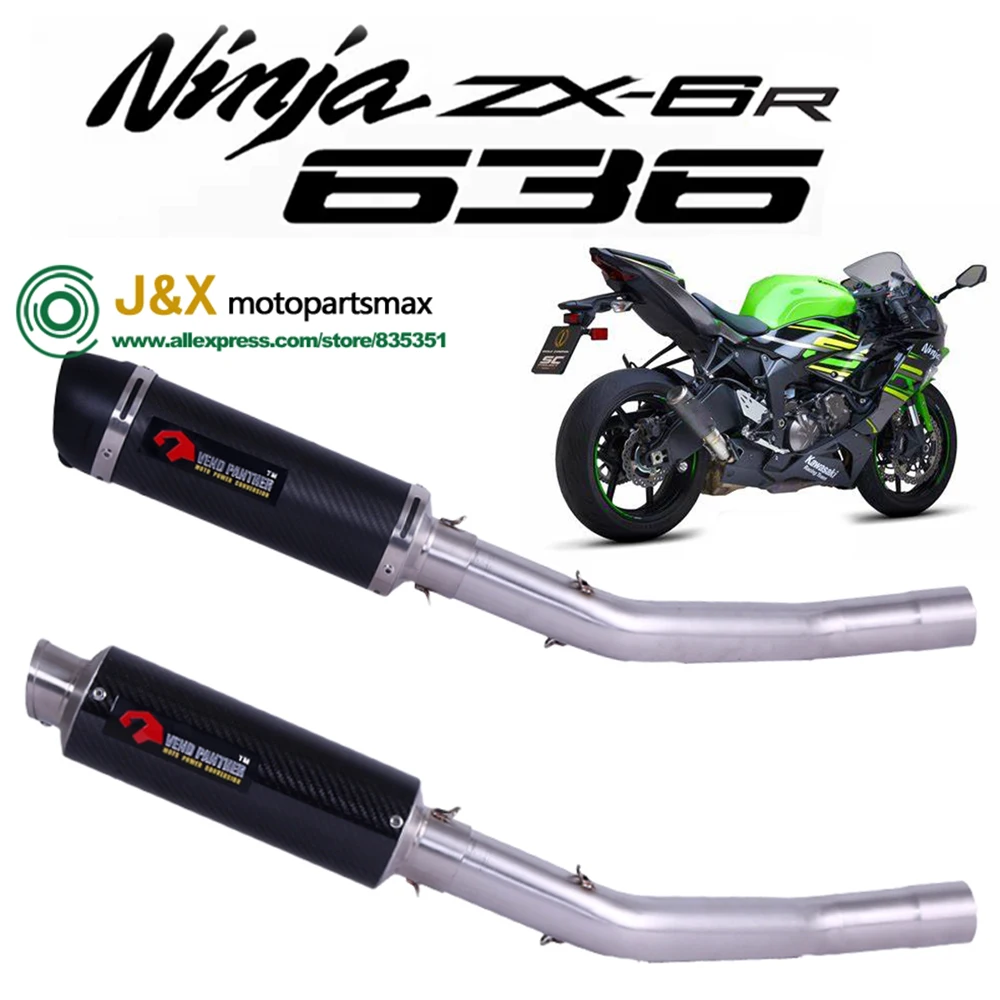 Slip On For KAWASAKI ZX 10R ZX10R ZX-10R 2008 2009 2010 Motorcycle Exhaust Escape Muffler Middle Contact Pipe Full System