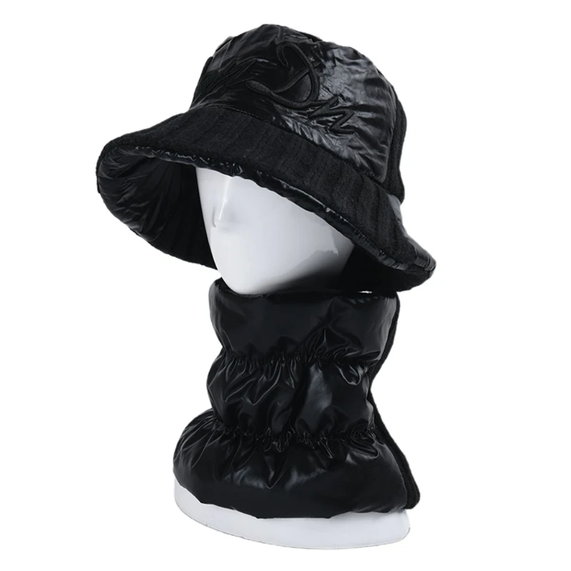 

Женский и мужской зимний комплект из 2 предметов, круглый шарф-Ведро С Блестящими Металлическими вязаными буквами и вышивкой, плотный плюше...